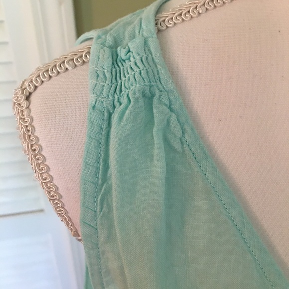 Vineyard Vines Ombre Chambray Blue and Light Green Linen Sleeveless Dress - Picture 6 of 11